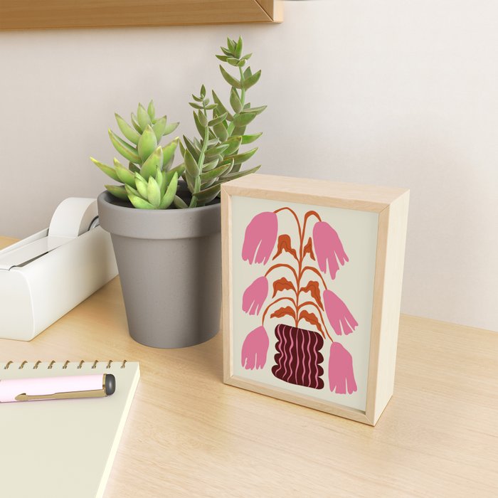 Pink dropping flower pottery   Mini Art Print Gallery Image 2