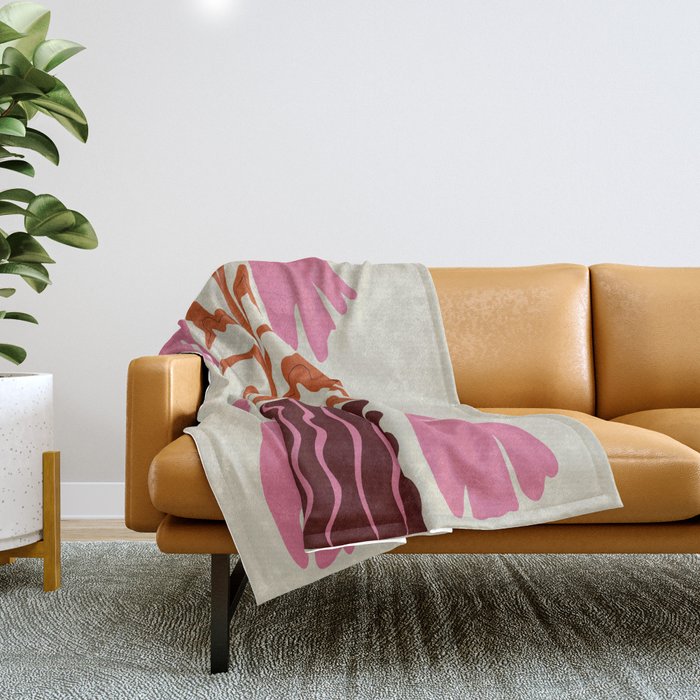 Pink dropping flower pottery   Throw Blanket Gallery Image 1