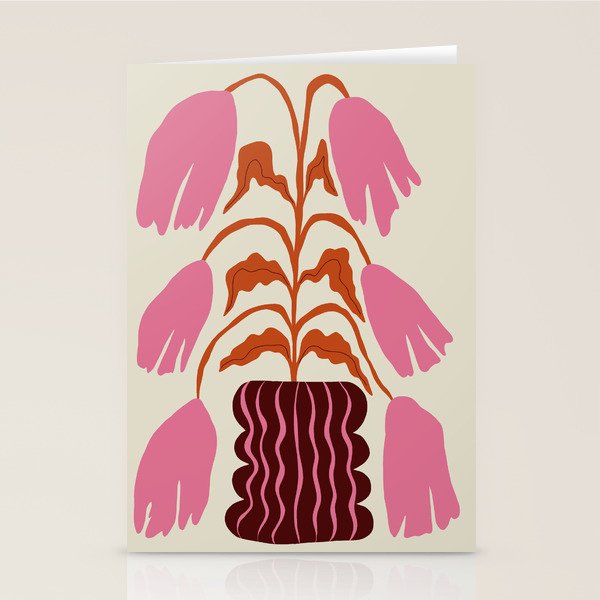 Pink dropping flower pottery   Stationery Card Gallery Image 1