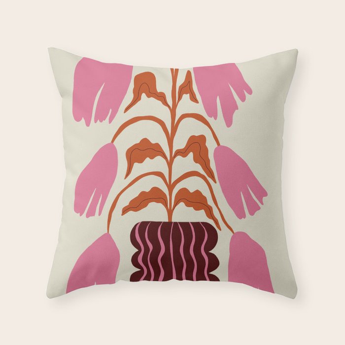 Pink dropping flower pottery   Throw Pillow Gallery Image 6