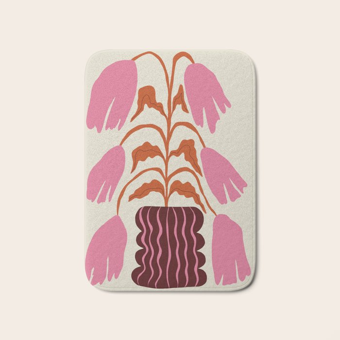 Pink dropping flower pottery   Bath Mat Gallery Image 1