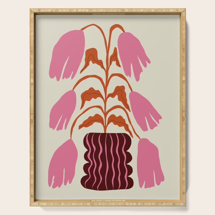 Pink dropping flower pottery   Serving Tray Gallery Image 1