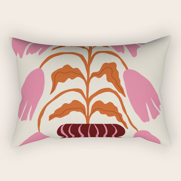 Pink dropping flower pottery   Rectangular Pillow Gallery Image 2