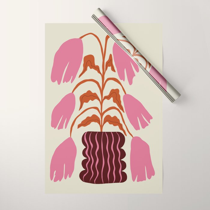Pink dropping flower pottery   Wrapping Paper Gallery Image 1