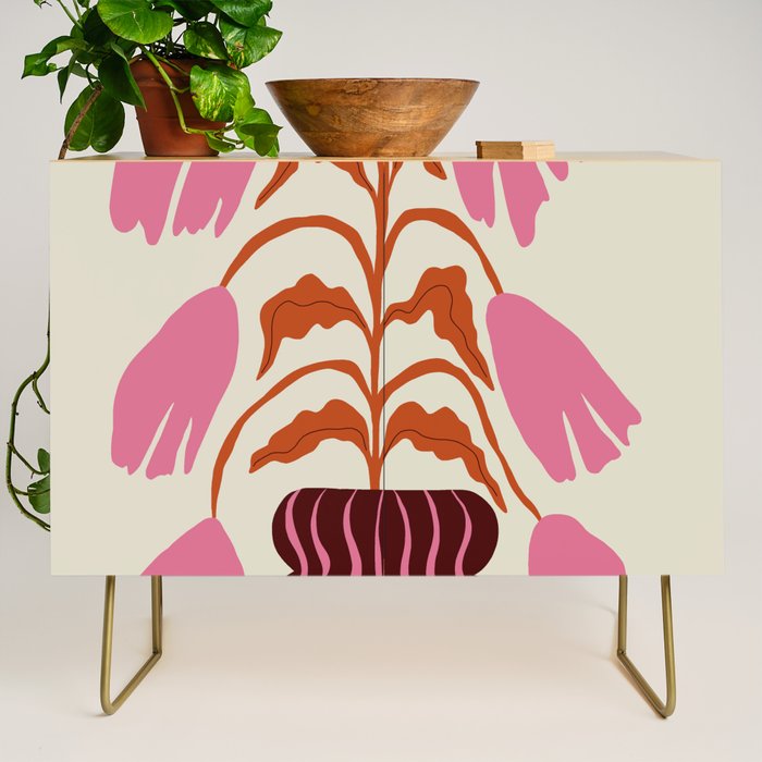 Pink dropping flower pottery   Credenza Gallery Image 1