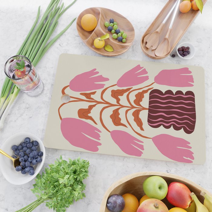 Pink dropping flower pottery   Cutting Board Gallery Image 2