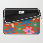 Daisy Time Colorful Retro Floral Pattern on Red Laptop Sleeve Gallery Image 2