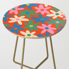 Daisy Time Colorful Retro Floral Pattern on Red Side Table Gallery Image 2