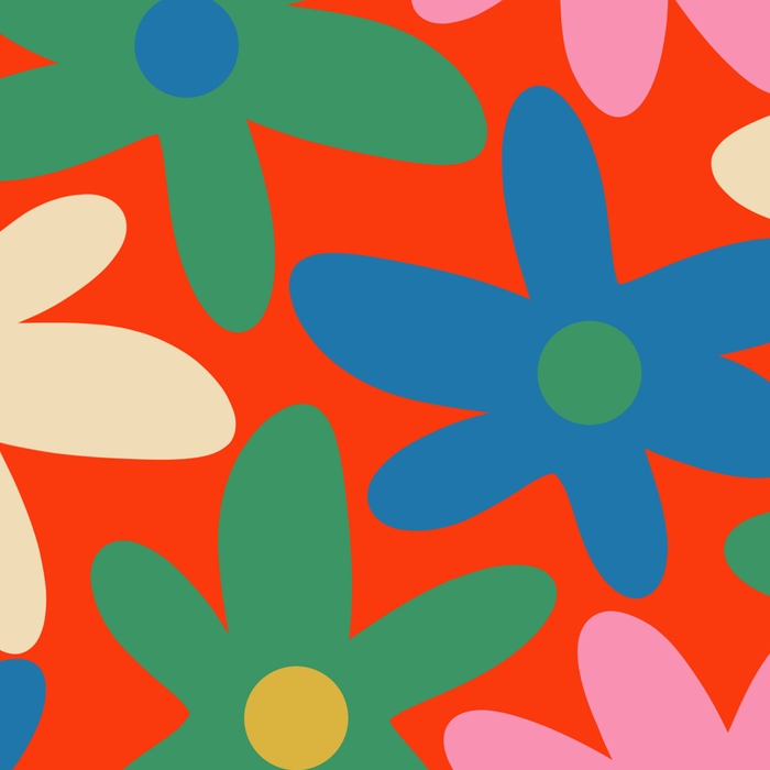 Daisy Time Colorful Retro Floral Pattern on Red Coffee Mug Gallery Image 2