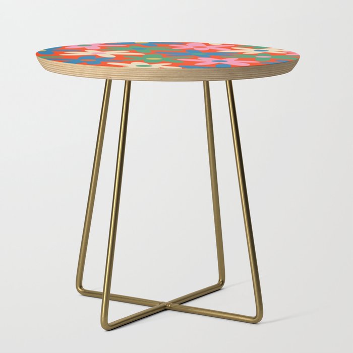 Daisy Time Colorful Retro Floral Pattern on Red Side Table Gallery Image 1
