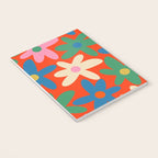 Daisy Time Colorful Retro Floral Pattern on Red Notebook Gallery Image 3