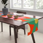 Daisy Time Colorful Retro Floral Pattern on Red Table Runner Gallery Image 2