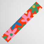 Daisy Time Colorful Retro Floral Pattern on Red Table Runner Gallery Image 3