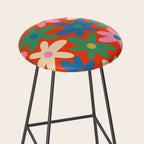 Daisy Time Colorful Retro Floral Pattern on Red Stool Gallery Image 2