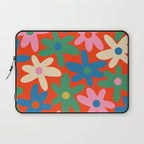 Daisy Time Colorful Retro Floral Pattern on Red Laptop Sleeve Gallery Image 1