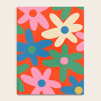 Daisy Time Colorful Retro Floral Pattern on Red Notebook Gallery Image 4