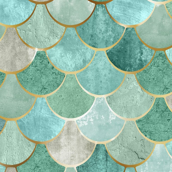 Moroccan Mermaid Fish Scale Pattern, Green and Gold Coffee Mug Gallery Image 2