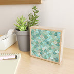 Moroccan Mermaid Fish Scale Pattern, Green and Gold Mini Art Print Gallery Image 2