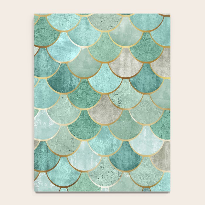 Moroccan Mermaid Fish Scale Pattern, Green and Gold Notebook Gallery Image 4