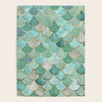 Moroccan Mermaid Fish Scale Pattern, Green and Gold Poster Gallery Image 4