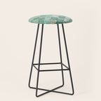 Moroccan Mermaid Fish Scale Pattern, Green and Gold Stool Gallery Image 1