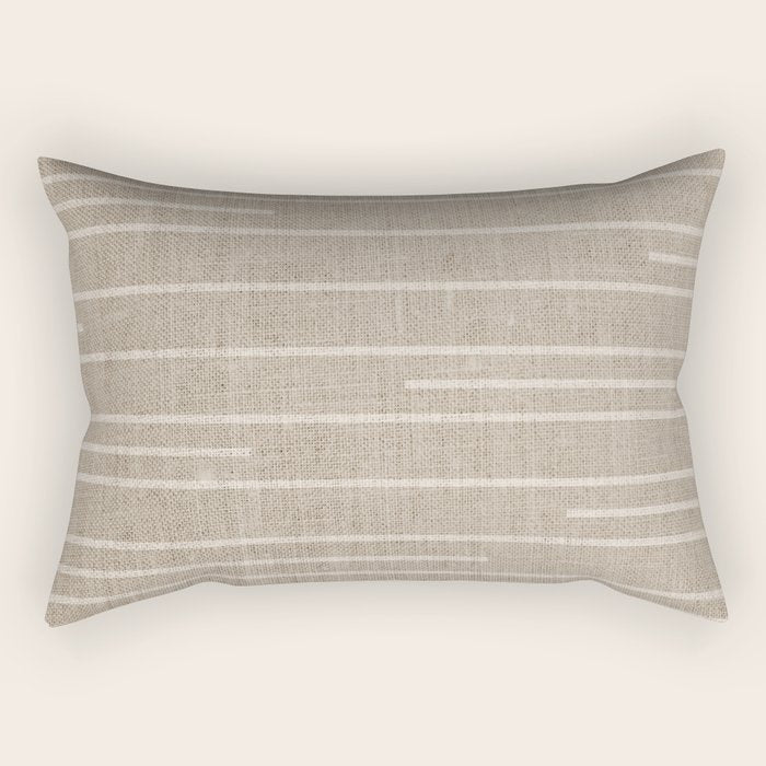Boho Minimal Neutral Stripes Pattern Rectangular Pillow Gallery Image 1