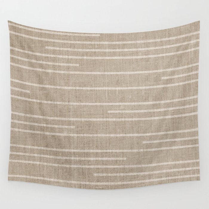 Boho Minimal Neutral Stripes Pattern Wall Tapestry Gallery Image 4