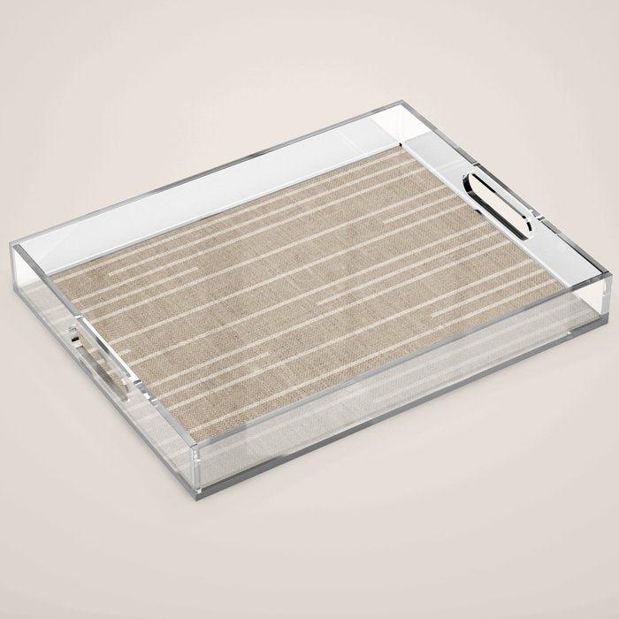 Boho Minimal Neutral Stripes Pattern Acrylic Tray Gallery Image 1