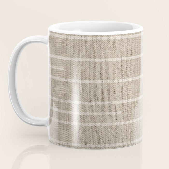 Boho Minimal Neutral Stripes Pattern Coffee Mug Gallery Image 3