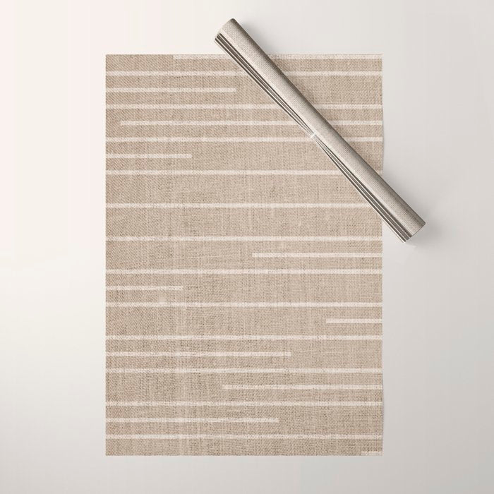 Boho Minimal Neutral Stripes Pattern Wrapping Paper Gallery Image 1