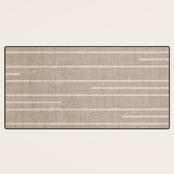 Boho Minimal Neutral Stripes Pattern Desk Mat Gallery Image 3