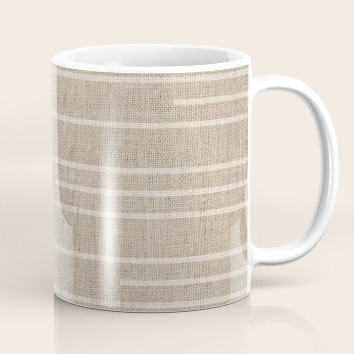Boho Minimal Neutral Stripes Pattern Coffee Mug Gallery Image 1