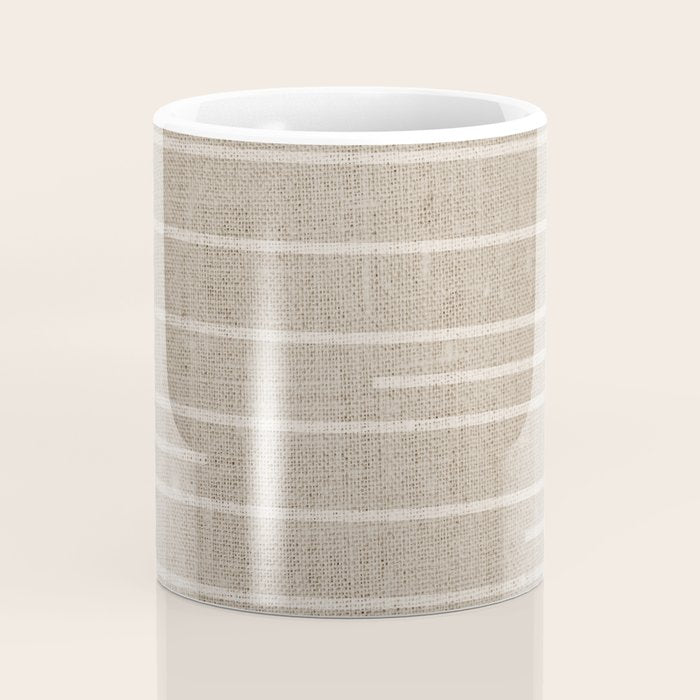 Boho Minimal Neutral Stripes Pattern Coffee Mug Gallery Image 4