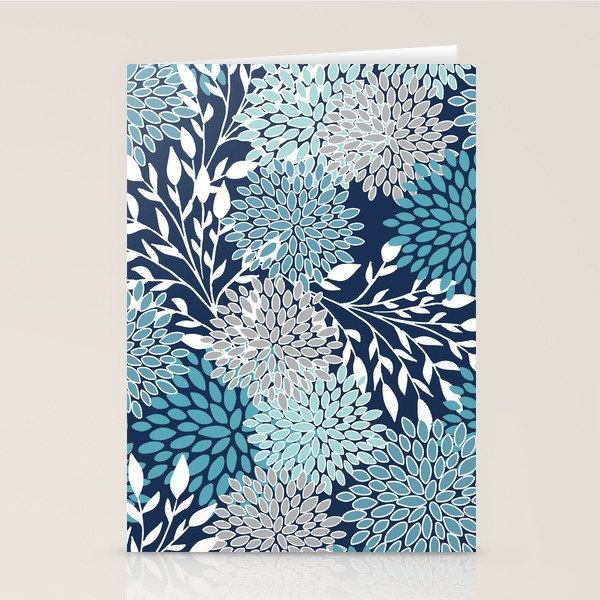 Garden Florals, Navy, Blue, Teal Stationery Card Gallery Image 1