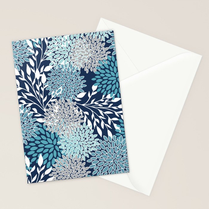 Garden Florals, Navy, Blue, Teal Stationery Card Gallery Image 2