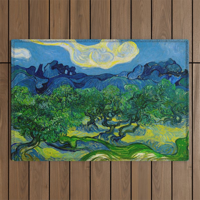 Olive Trees by Vincent Van Gogh Oil Painting Outdoor Rug Gallery Image 1