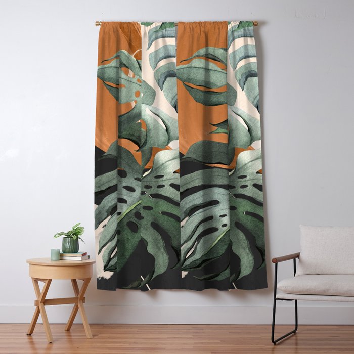 Abstract Art Tropical Leaves 162 Window Curtain Gallery Image 1