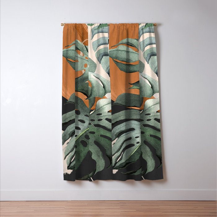 Abstract Art Tropical Leaves 162 Window Curtain Gallery Image 3