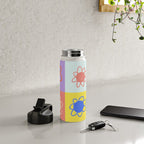 Floral checkerboard pattern Water Bottle Gallery Image 4