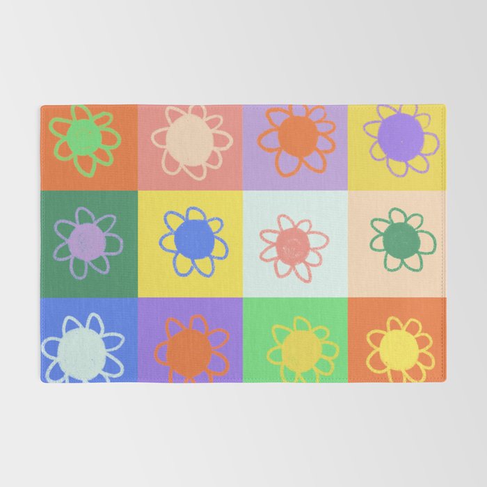 Floral checkerboard pattern Rug Gallery Image 2