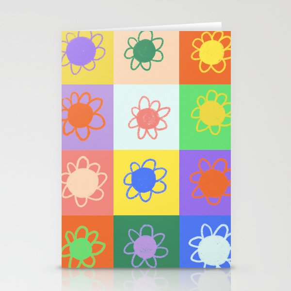 Floral checkerboard pattern Stationery Card Gallery Image 1