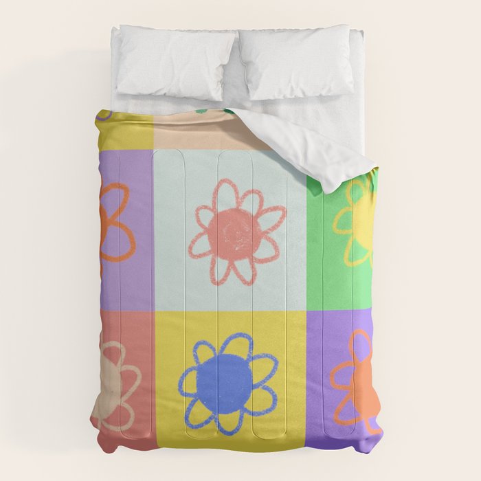 Floral checkerboard pattern Comforter Gallery Image 1