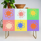 Floral checkerboard pattern Credenza Gallery Image 1
