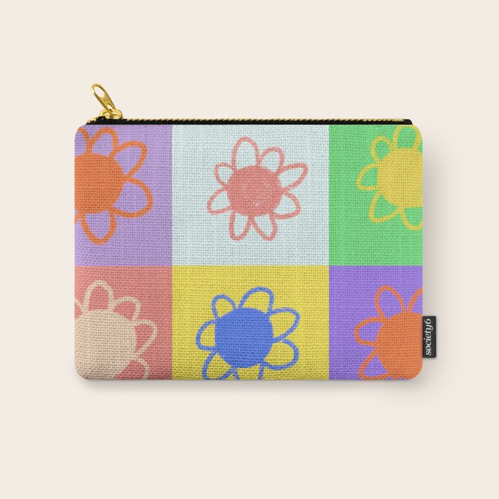 Floral checkerboard pattern Carry All Pouch Gallery Image 1