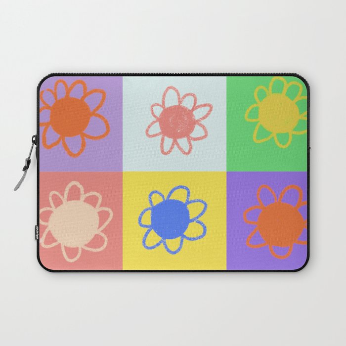 Floral checkerboard pattern Laptop Sleeve Gallery Image 1