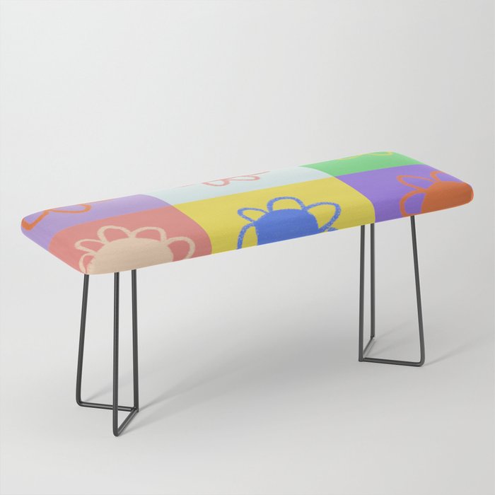 Floral checkerboard pattern Bench