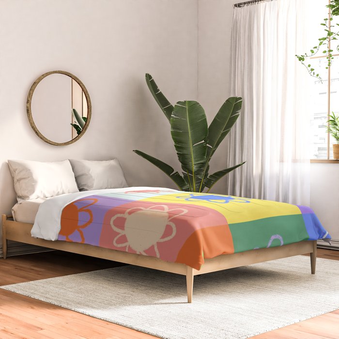 Floral checkerboard pattern Comforter Gallery Image 2