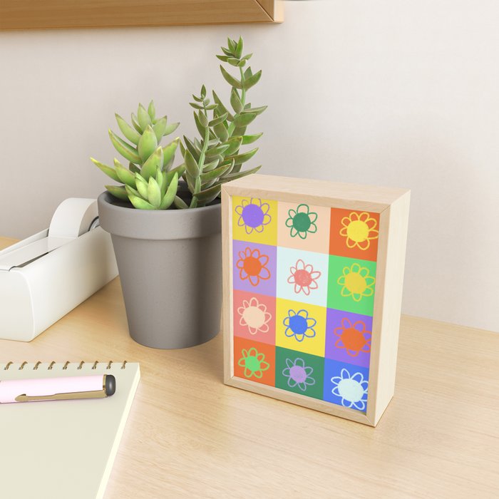 Floral checkerboard pattern Mini Art Print Gallery Image 2