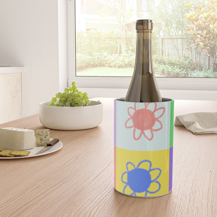 Floral checkerboard pattern Wine Chiller Gallery Image 4