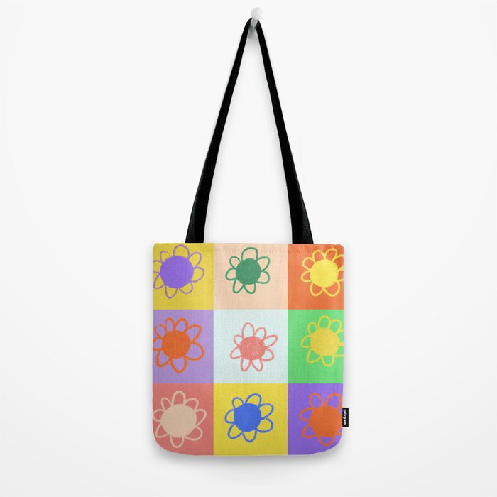 Floral checkerboard pattern Tote Bag Gallery Image 2